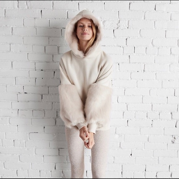 Faux Fur Hooded Sweatshirt 